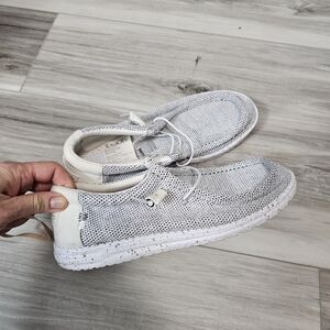 Hey Dude White and Gray Sneakers